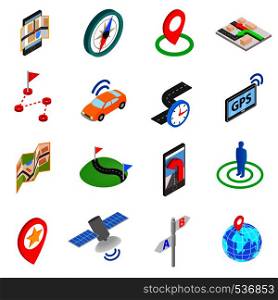 Navigation icons set in isometric 3d style on a white background. Navigation icons set, isometric 3d style
