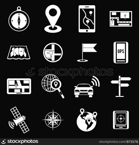 Navigation icons set vector white isolated on grey background . Navigation icons set grey vector