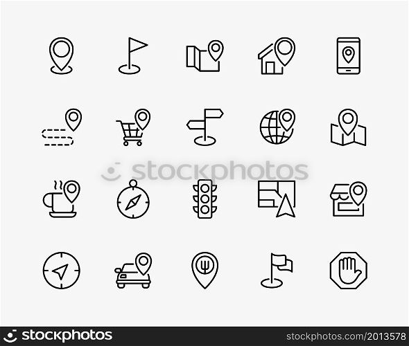 navigation icons vector line style
