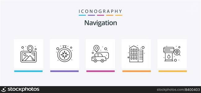 Navigation Line 5 Icon Pack Including map. road. navigation. navigation. info. Creative Icons Design