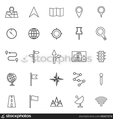 Navigation line icons on white background, stock vector