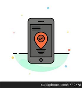 Navigation, Location, Pointer, Smartphone Abstract Flat Color Icon Template