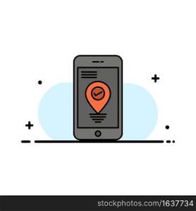 Navigation, Location, Pointer, Smartphone  Business Flat Line Filled Icon Vector Banner Template