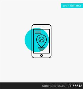 Navigation, Location, Pointer, Smartphone turquoise highlight circle point Vector icon