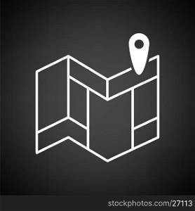 Navigation map icon. Black background with white. Vector illustration.