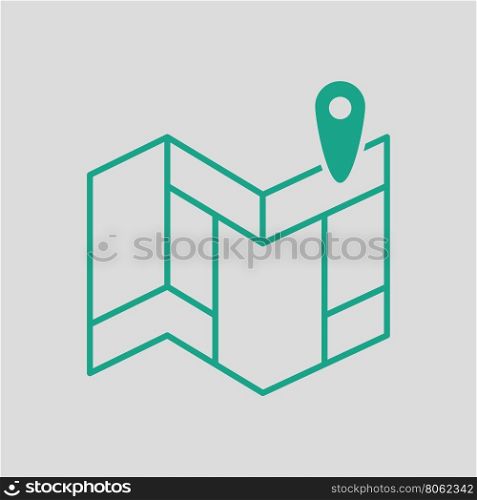 Navigation map icon. Gray background with green. Vector illustration.