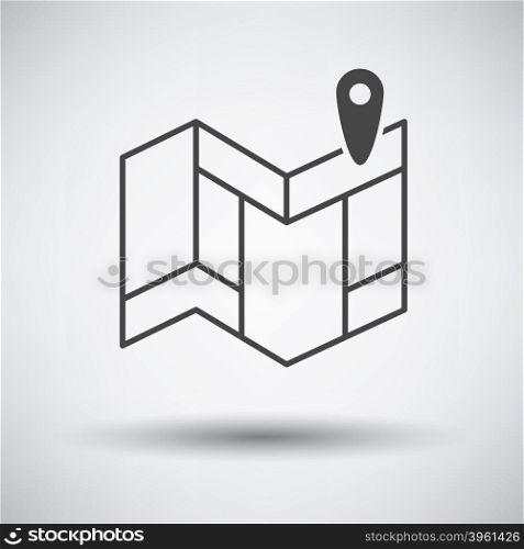 Navigation map icon on gray background with round shadow. Vector illustration.