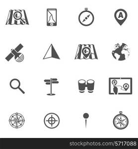 Navigation map location local city search icons black set isolated vector illustration