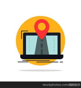 Navigation, Map, System, GPS, Route Flat Color Icon Vector