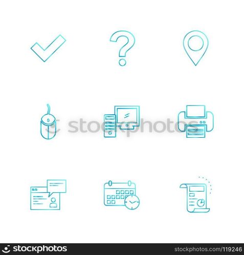 navigation , mouse , printer ,  qustion mark , computer , devices , printer  ,internet, technology , icon, vector, design,  flat,  collection, style, creative,  icons , mouse , keyboard , document , 