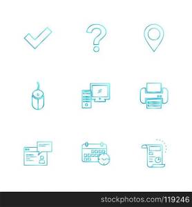 navigation , mouse , printer ,  qustion mark , computer , devices , printer  ,internet, technology , icon, vector, design,  flat,  collection, style, creative,  icons , mouse , keyboard , document , 