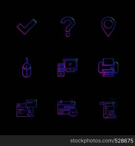 navigation , mouse , printer , qustion mark , computer , devices , printer ,internet, technology , icon, vector, design, flat, collection, style, creative, icons , mouse , keyboard , document ,