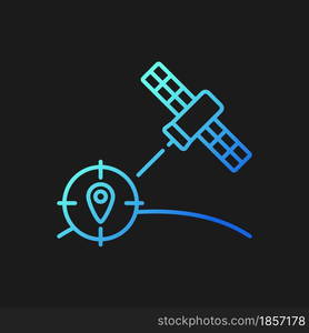 Navigation Satellite gradient vector icon for dark theme. Artificial satellite-based radionavigation global system. Thin line color symbol. Modern style pictogram. Vector isolated outline drawing. Navigation Satellite gradient vector icon for dark theme