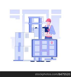 Navigation system isolated concept vector illustration. Warehouse worker using navigation software in stock, wholesale business, foreign trade, transportation process vector concept.. Navigation system isolated concept vector illustration.