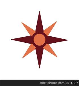 Navigational star semi flat color vector object. Full sized item on white. Compass rose. Celestial navigation. Simple cartoon style illustration for web graphic design and animation. Navigational star semi flat color vector object