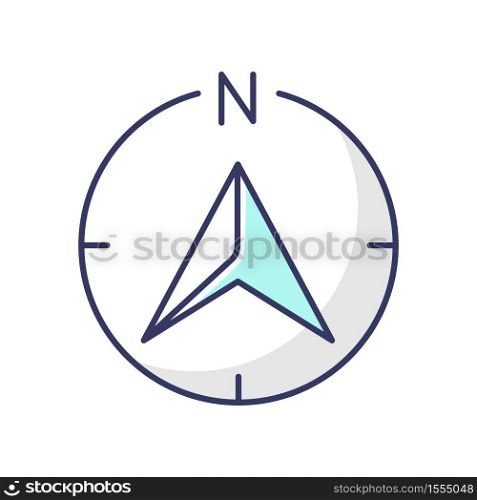 Navigator arrow RGB color icon. Modern navigation technology, global positioning system, geolocation. GPS guide cursor pointing to north isolated vector illustration. Navigator arrow RGB color icon