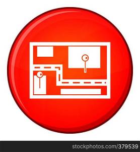 Navigator icon in red circle isolated on white background vector illustration. Navigator icon, flat style