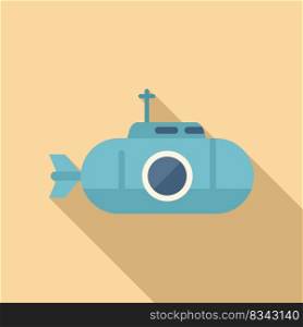 Navy submarine icon flat vector. Underwater ship. Old transport. Navy submarine icon flat vector. Underwater ship