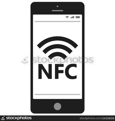 Near field communication, NFC mobile phone, NFC payment with mobile phone smartphone flat vector icon for apps and websites