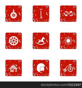 Nearest year icons set. Grunge set of 9 nearest year vector icons for web isolated on white background. Nearest year icons set, grunge style