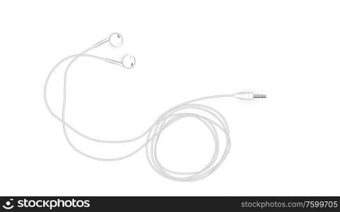 Neat stylish wired earbud headphones in white. Vector Illustration. EPS10. Neat stylish wired earbud headphones in white. Vector Illustration