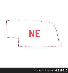Nebraska US state map outline dotted border. Vector illustration. Two-letter state abbreviation.. Nebraska US state map outline dotted border