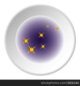 Nebula icon in cartoon style on white circle background. Space symbol vector illustration. Nebula icon, cartoon style