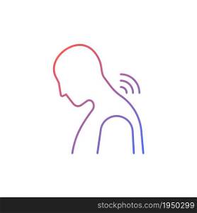 Neck rheumatism gradient linear vector icon. Joints inflammation. Cervical spondylosis. Prolonged hunching. Thin line color symbol. Modern style pictogram. Vector isolated outline drawing. Neck rheumatism gradient linear vector icon