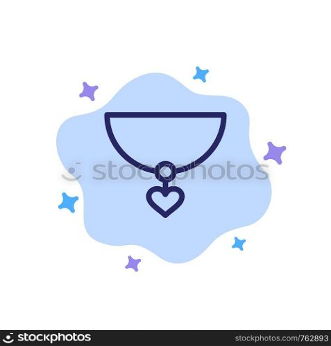Necklace, Heart, Gift Blue Icon on Abstract Cloud Background