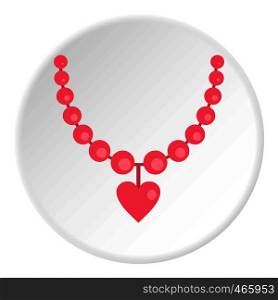 Necklace icon in flat circle isolated on white vector illustration for web. Necklace icon circle
