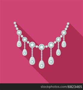 Necklace. Necklace with diamonds in flat style. Vector illustration