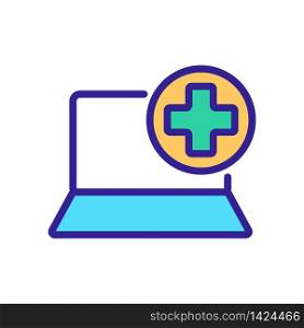 need help protect laptop icon vector. need help protect laptop sign. color symbol illustration. need help protect laptop icon vector outline illustration