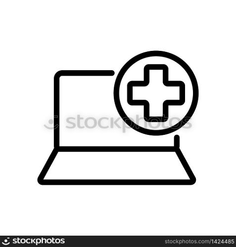 need help protect laptop icon vector. need help protect laptop sign. isolated contour symbol illustration. need help protect laptop icon vector outline illustration