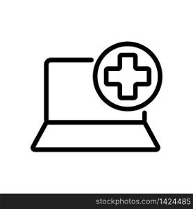 need help protect laptop icon vector. need help protect laptop sign. isolated contour symbol illustration. need help protect laptop icon vector outline illustration