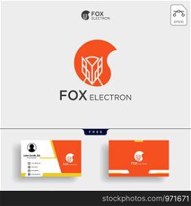 Negative space fox logo for illustration with business card template - Vector. Negative space fox logo for illustration with business card template
