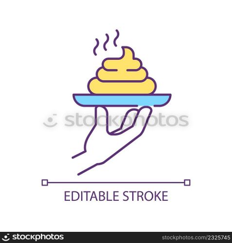 Negative surprise RGB color icon. Unpleasant dish. Psychological attack. Making feel shocked in bad way. Isolated vector illustration. Simple filled line drawing. Editable stroke. Arial font used. Negative surprise RGB color icon
