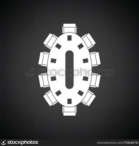 Negotiating table icon. Black background with white. Vector illustration.