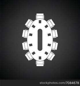 Negotiating table icon. Black background with white. Vector illustration.