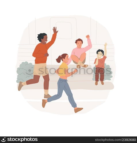 Neighborhood sport competition isolated cartoon vector illustration People running race in residential blocks, community, neighborhood charity marathon, local sport competition vector cartoon.. Neighborhood sport competition isolated cartoon vector illustration