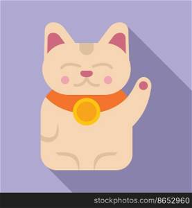 Neko lucky cat icon flat vector. Japan fortune. Cute money. Neko lucky cat icon flat vector. Japan fortune