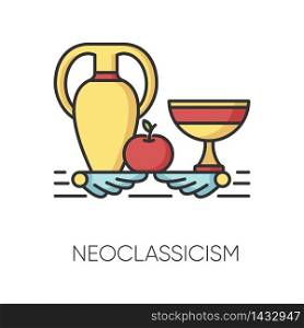 Neoclassicism RGB color icon. Western cultural movement. Classical antiquity visual art. Still life. Ancient Greek style revival. Isolated vector illustration. Neoclassicism RGB color icon