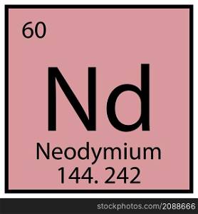 Neodymium chemical symbol. Square frame. Mendeleev table element. Pink background. Vector illustration. Stock image. EPS 10.. Neodymium chemical symbol. Square frame. Mendeleev table element. Pink background. Vector illustration. Stock image.