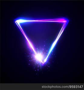 Neon abstract triangle with light star particle vector image