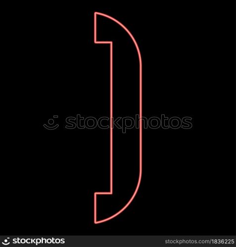 Neon accessories for door red color vector illustration flat style light image. Neon accessories for door red color vector illustration flat style image