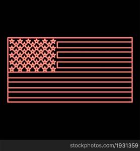 Neon american flag icon black color in circle outline vector illustration red color vector illustration flat style light image. Neon american flag icon black color in circle red color vector illustration flat style image