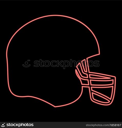Neon american football helmet red color vector illustration flat style light image. Neon american football helmet red color vector illustration flat style image