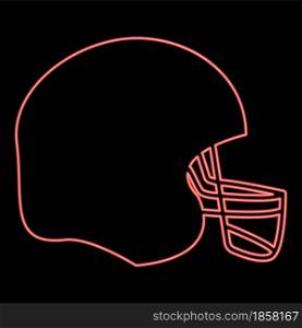 Neon american football helmet red color vector illustration flat style light image. Neon american football helmet red color vector illustration flat style image