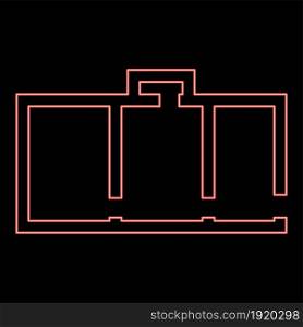 Neon apartment plan red color vector illustration flat style light image. Neon apartment plan red color vector illustration flat style image
