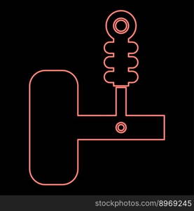 Neon automotive suspension shock absorber air spring car auto part red color vector illustration image flat style light. Neon automotive suspension shock absorber air spring car auto part red color vector illustration image flat style