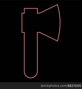 Neon ax Axe red color vector illustration image flat style light. Neon ax Axe red color vector illustration image flat style